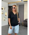 Kadın Kısa Kollu V Yaka Bluz