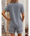 Kadın Kısa Kollu V Yakalı Bluz Ve Short Ikili Takım