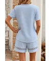 Kadın Kısa Kollu V Yakalı Bluz Ve Short Ikili Takım