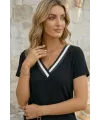 Kadın Kısa Kollu V Yakalı Bürümcük Bluz