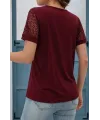 Kadın Kısa Kollu V Yakalı Dantel Detaylı Viskon Bluz