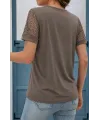 Kadın Kısa Kollu V Yakalı Dantel Detaylı Viskon Bluz