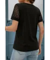 Kadın Kısa Kollu V Yakalı Dantel Detaylı Viskon Bluz