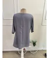 Kadın Kısa Kollu V Yakalı Düğmeli Bluz