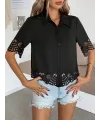 Kadın Kısa Kollu Yakalı önden Düğmeli Dubai Gömlek Bluz