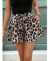 Kadın Kolsuz Bisiklet Yaka Viskon Bluz Ve Leopar Desenli Kısa Modal Short Ikili Takım