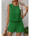 Kadın Kolsuz Bisiklet Yakalı Kısa Bluz Ve Short Ikili Takım