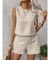 Kadın Kolsuz Bisiklet Yakalı Kısa Bluz Ve Short Ikili Takım