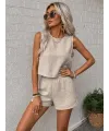 Kadın Kolsuz Bisiklet Yakalı Kısa Bluz Ve Short Ikili Takım