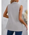 Kadın Kolsuz Yakalı önden Tek Düğmeli Atlas Ceket