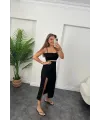 Kadın Ottoman Kumaş Likralı Midi Boy Kalem Etek Siyah