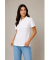 Kadın Polo Yaka Pike Kumaş Düğmeli Basic Tişört Günlük Rahat - Beyaz