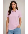 Kadın Polo Yaka Pike Kumaş Düğmeli Basic Tişört Günlük Rahat - Pembe