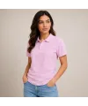 Kadın Polo Yaka Pike Kumaş Düğmeli Basic Tişört Günlük Rahat - Pembe