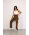 Kadın Praşut Kargo Cepli Baggy Eşofman Alt pantolon - Kahve
