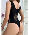 Kadın Sıfır Kol Göğüs, Sırt Ve Yanları Kesik Detay çıtçıtlı Viskon Bodysuit