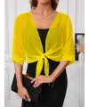 Kadın Truvakar Kollu önden Bağlamalı Kısa şifon Bolero Ceket
