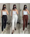 Kadın üste Oturan Paçası Bilek üzerinde Biten Krep Kumaş Kumaş Pantolon 36 (S) - 50 (5XL)