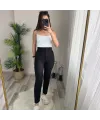 Kadın üste Oturan Paçası Bilek üzerinde Biten Krep Kumaş Kumaş Pantolon 36 (S) - 50 (5XL)