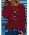 Kadın Uzun Kollu Bisiklet Yaka Desenli Viskon Bluz