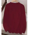 Kadın Uzun Kollu Bisiklet Yaka Desenli Viskon Bluz