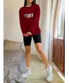 Kadın Uzun Kollu Bisiklet Yaka Desenli Viskon Iki Iplik Bluz