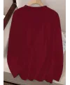 Kadın Uzun Kollu Bisiklet Yaka Kalp Desenli Viskon Bluz