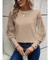 Kadın Uzun Kollu Bisiklet Yaka Kolları çiçekli Waffle Bluz