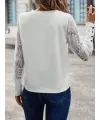 Kadın Uzun Kollu Bisiklet Yaka Kolları çiçekli Waffle Bluz