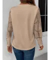 Kadın Uzun Kollu Bisiklet Yaka Kolları çiçekli Waffle Bluz