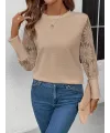 Kadın Uzun Kollu Bisiklet Yaka Kolları çiçekli Waffle Bluz