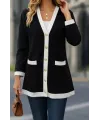 Kadın Uzun Kollu Cepli önden Düğmeli Uzun Modal Ceket Hırka