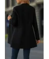 Kadın Uzun Kollu Hakim Yakalı önden Düğmeli Cep Detaylı Kısa Kaşe Ceket