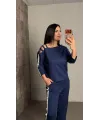 Kadın Uzun Kollu Kolu Tül Yanları şerit Detay Modal Ikili Takım