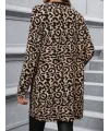 Kadın Uzun Kollu önü Açık Leopar Desenli Modal Ceket