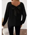 Kadın Uzun Kollu V Yakalı Arkadan Kurdela Detaylı şardonlu Kaşkorse Bluz