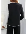 Kadın Uzun Kollu V Yakalı Pul Payet Işlemeli Ithal Krep Bluz