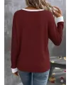 Kadın Uzun Kollu V Yakalı Waffle Bluz