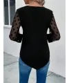 Kadın Uzun Kollu Yakadan Düğmeli Kolları Tül Detaylı Viskon Bluz