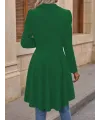 Kadın Uzun Kollu Yakalı önden Düğmeli Uzun Atlas Blazer Ceket