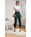 Kadın Yüksek Bel Cepli Paçası Lastikli Ithal Krep Pantolon