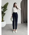 Kadın Yüksek Bel Kemer Dahil Hacuc Pantolon