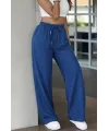 Kadın Yüksek Bel Lastikli Bağcıklı Kot Pantolon