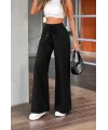 Kadın Yüksek Bel Lastikli Bağcıklı Kot Pantolon