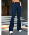 Kadın Yüksek Bel Paçaya Doğru Geniş Kot Pantolon