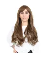 Kahküllü Uzun Dalgalı Fiber Sentetik Peruk - Kumral