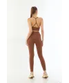 ieg™ KAHVE MI  3921 Soft Seamless Ripli Tayt Yoga Takımı