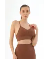 ieg™ KAHVE MI  3921 Soft Seamless Ripli Tayt Yoga Takımı
