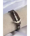 ietaks™ Kahverengi Deri Model Gümüş Renk Çapa Figür Erkek Bileklik