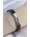 ietaks™ Kahverengi Deri Model Gümüş Renk Çapa Figür Erkek Bileklik